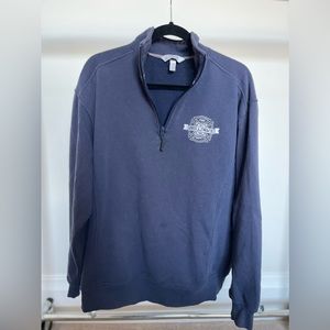 thrifted navy oversized half zip up crewneck